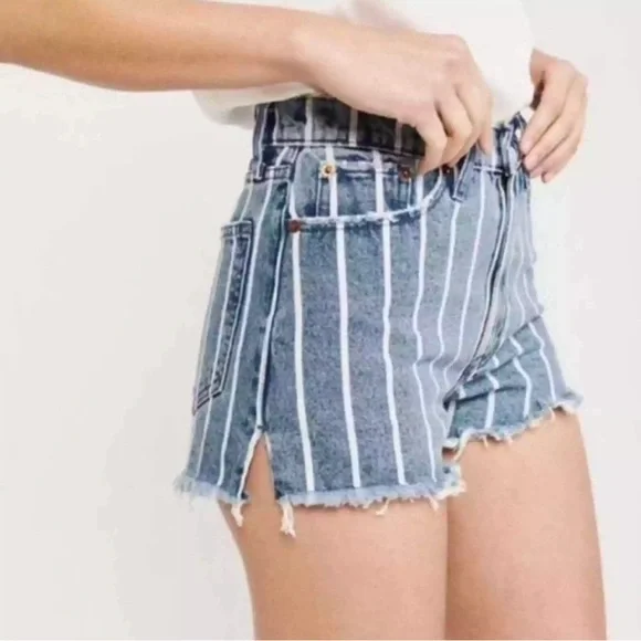 ABERCROMBIE & FITCH ANNIE striped High Rise Shorts - Picture 4 of 16